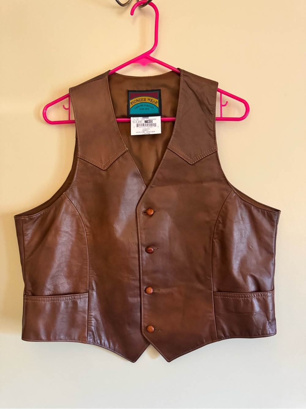 PIONEER Brown Leather Vest - Men's Western Vest